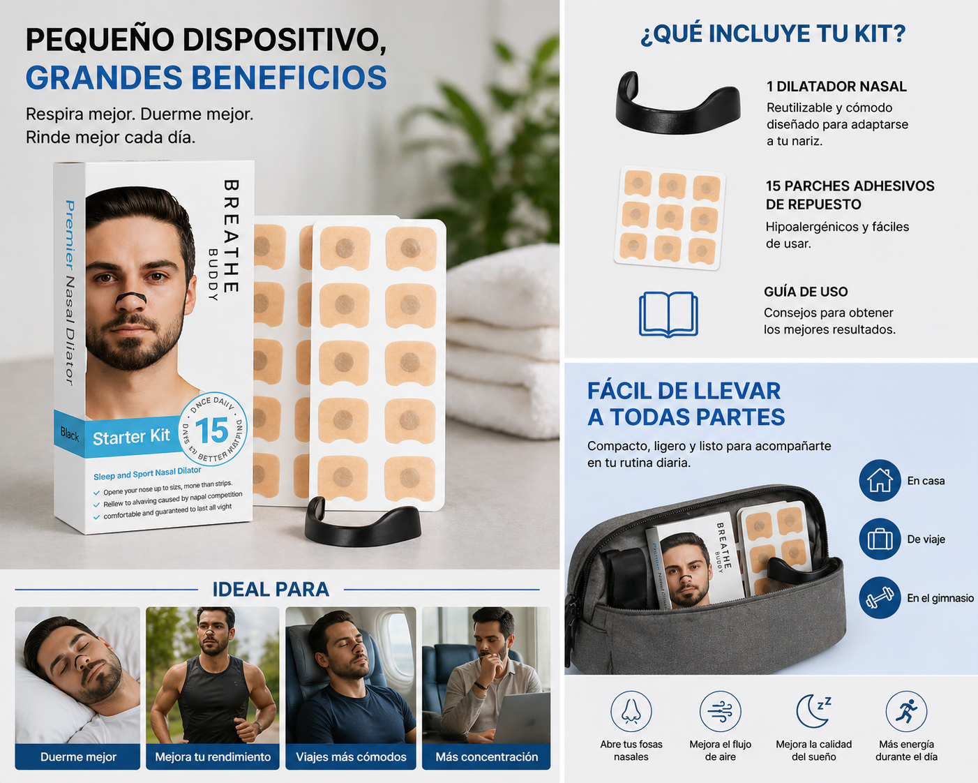 Respira Mejor en 2 Seg - Dilatador Nasal RespiraPlus Magnético